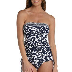 **La Blanca** Women's Bandeau Tankini Swimsuit Top, Indigo/Changing Tides